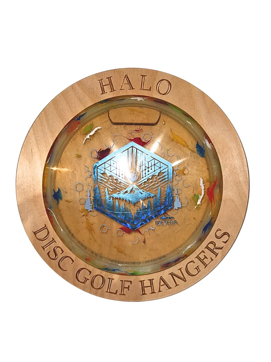 Unfinished baltic birch disc hanger on a wall